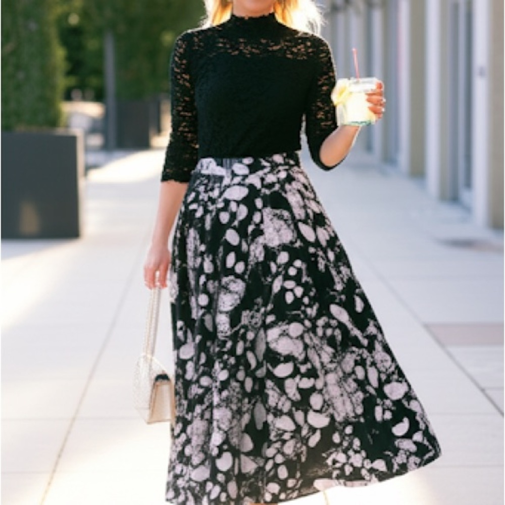 Jealous Tomato Midi Floral A-Line Skirt